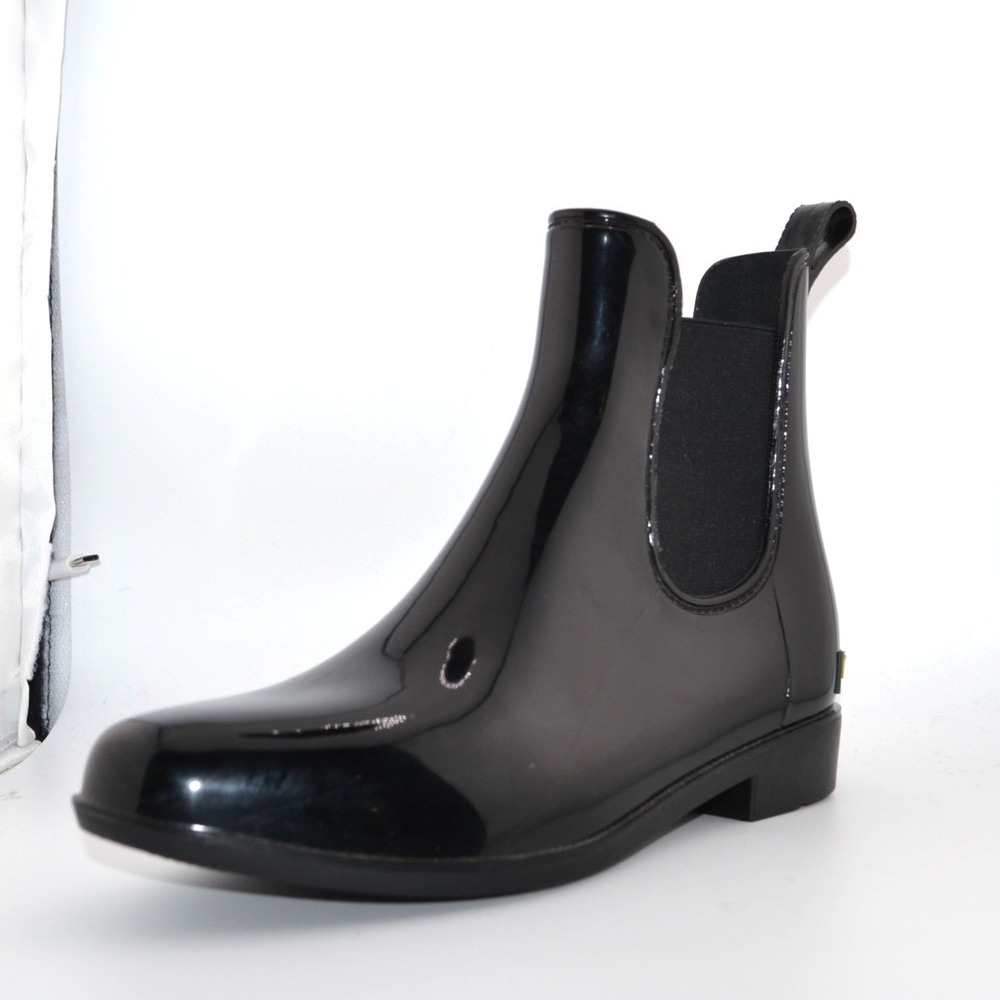 Lauren Ralph Lauren Tally Bo Rai Rain Boots Casual Fall Black 7B Sleek Classic - Picture 4 of 9